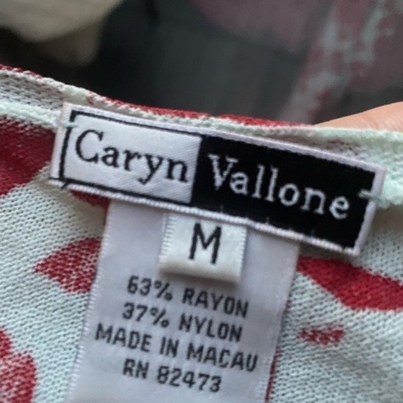 Caryn Vallone Blue and Red Long Sleeve Top - Picture 4 of 9